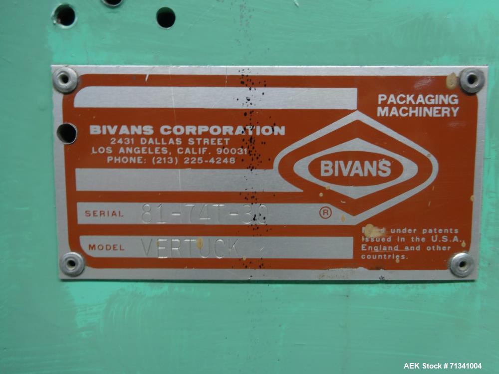 Used Bivans Model 74T Vertuck Semi-Automatic Vertical Cartoner