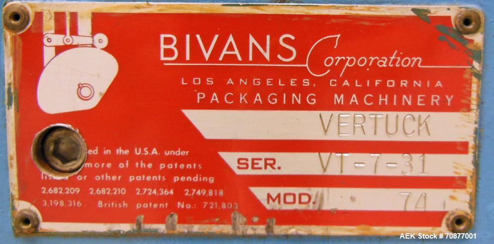 Used- Bivans Model Vertuck 74 Vertical Glue Cartoner.