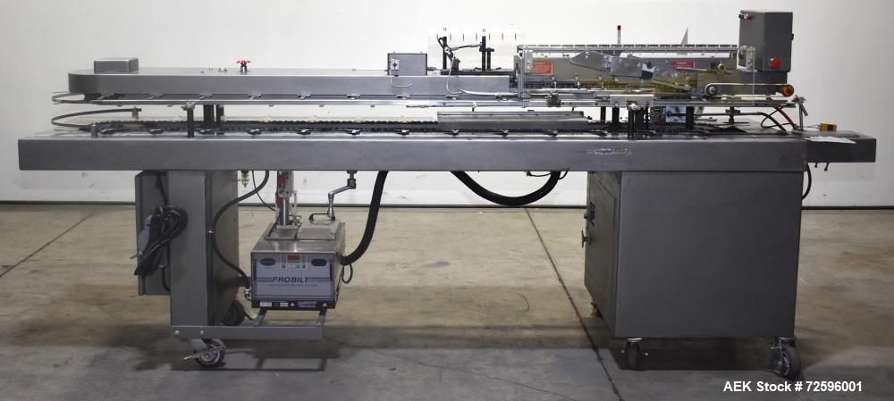 Used- Bivans Vertuck Model 74 Semi Automatic Vertical Cartoner. Capable of speeds up to 120 CPM. Has 6" centers for a carton...