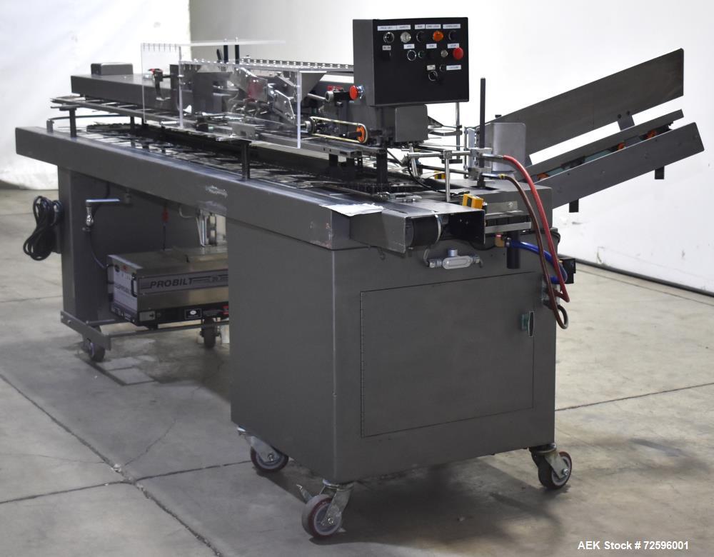 Used Bivans Vertuck Model 74 Semi Automatic Vertical Cartoner. Capable of speeds up to 120 CPM. Has 6" centers for a carton size range: 7/8" - 5" (length) x  3/4" - 3-1/2" (Width) x 2-1/4" - 10" (Dep...