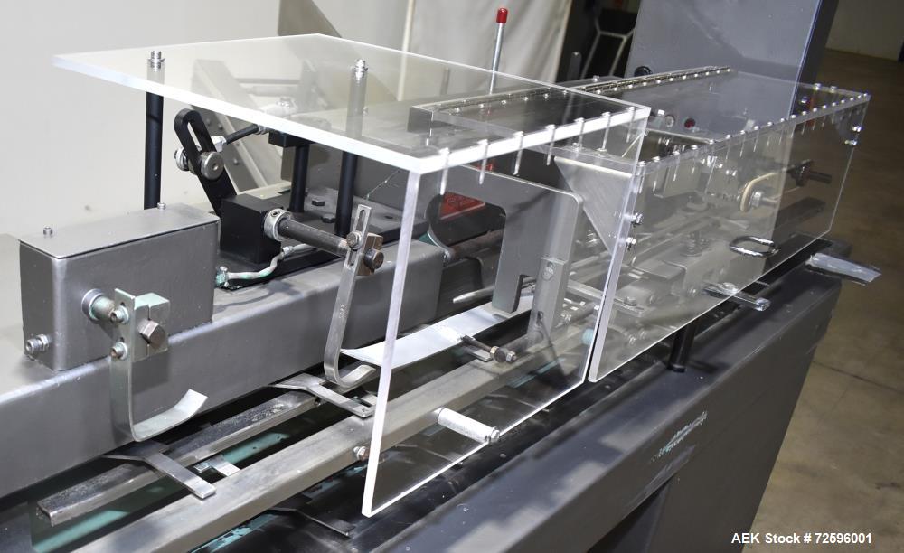 Used Bivans Vertuck Model 74 Semi Automatic Vertical Cartoner. Capable of speeds up to 120 CPM. Has 6" centers for a carton size range: 7/8" - 5" (length) x  3/4" - 3-1/2" (Width) x 2-1/4" - 10" (Dep...