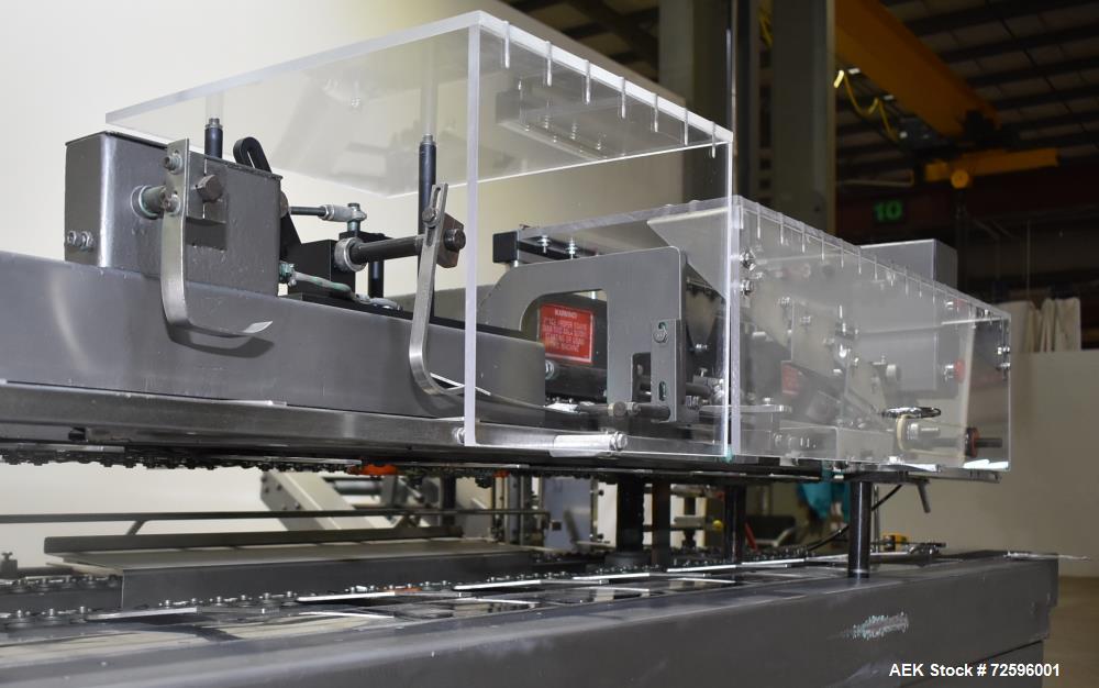 Used Bivans Vertuck Model 74 Semi Automatic Vertical Cartoner. Capable of speeds up to 120 CPM. Has 6" centers for a carton size range: 7/8" - 5" (length) x  3/4" - 3-1/2" (Width) x 2-1/4" - 10" (Dep...