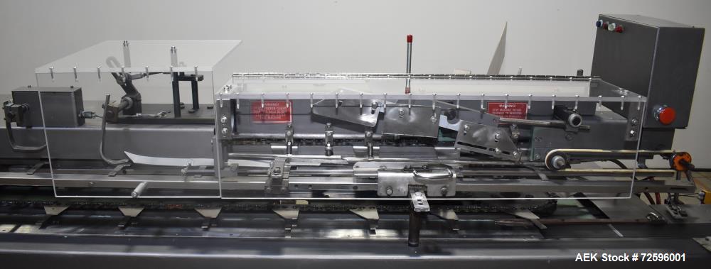 Used Bivans Vertuck Model 74 Semi Automatic Vertical Cartoner. Capable of speeds up to 120 CPM. Has 6" centers for a carton size range: 7/8" - 5" (length) x  3/4" - 3-1/2" (Width) x 2-1/4" - 10" (Dep...