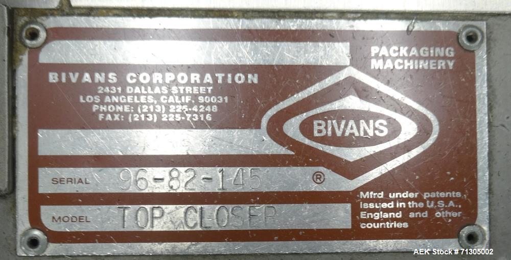 Used Bivans Model 82 Top Closer Carton Sealer