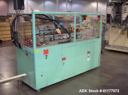 Used Bivans Vertical Top Glue Closer, Model 82. Capable of speeds up to 60 cartons per minute. Has a carton size range: Min length 7/8" to 5", width 3/8" - 3-1/2", depth/height 1-1/4" to 12". Current...