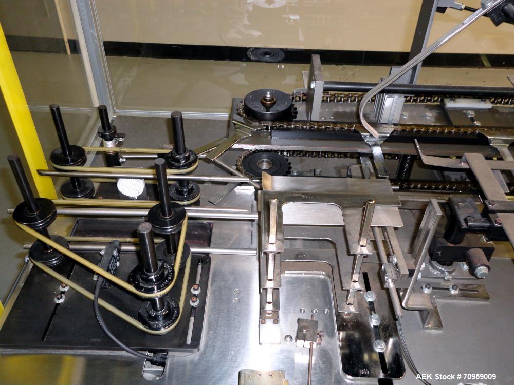 Used Bivans Model 82 Top Closer. Capable of speeds up to 60 cartons per minute. Has a carton size range: (Length) 7/8" to 5", (Width) 3/8" - 3-1/2", (Depth/Height) 1-1/4" to 12". Currently set up for...