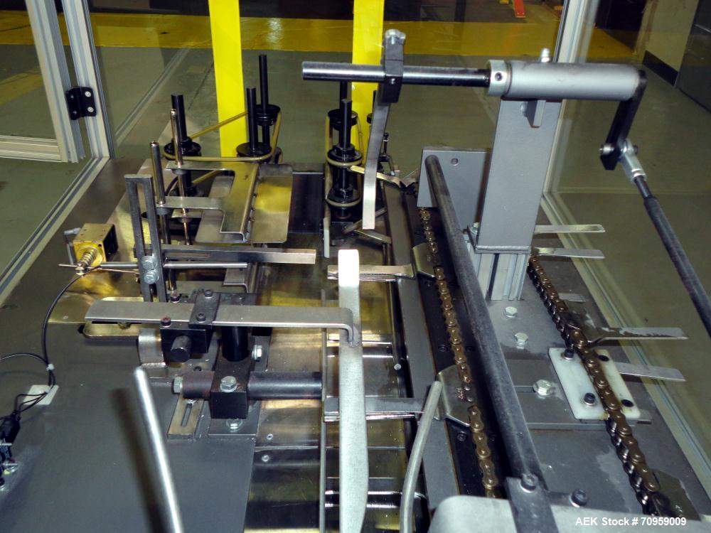 Used Bivans Model 82 Top Closer. Capable of speeds up to 60 cartons per minute. Has a carton size range: (Length) 7/8" to 5", (Width) 3/8" - 3-1/2", (Depth/Height) 1-1/4" to 12". Currently set up for...