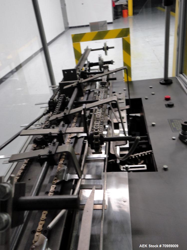 Used Bivans Model 82 Top Closer. Capable of speeds up to 60 cartons per minute. Has a carton size range: (Length) 7/8" to 5", (Width) 3/8" - 3-1/2", (Depth/Height) 1-1/4" to 12". Currently set up for...