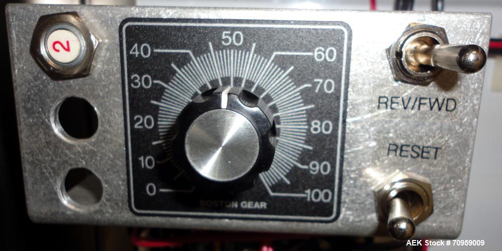 Used Bivans Model 82 Top Closer. Capable of speeds up to 60 cartons per minute. Has a carton size range: (Length) 7/8" to 5", (Width) 3/8" - 3-1/2", (Depth/Height) 1-1/4" to 12". Currently set up for...