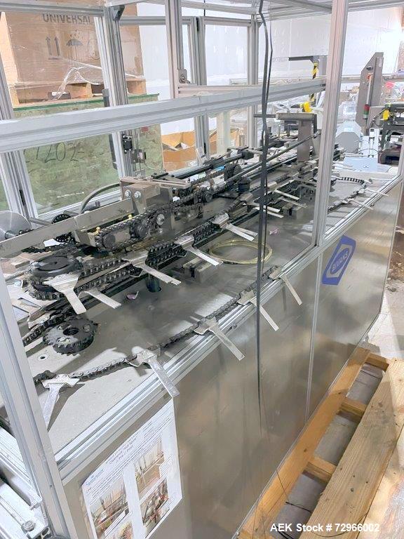 Used Bivans Model 82 Top Closer Carton Sealer. Machine is capable of speeds from 5 to 60 cartons per minute. Has a carton size range of: 7/8" to 5" (length); 3/8" - 3-1/2" (width); 1-1/4" to 12" (dep...