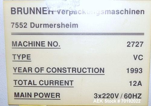 Used Brunner Model VC Reverse Tuck Vertical Intermittent Motion Cartoner.