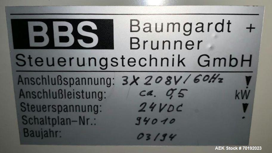 Used Brunner Model VC Vertical Tuck Intermittent Motion Cartoner.