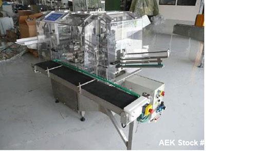 Used CMA Minicompact Vertical Vial Cartoner.  Maximum output 35 cartons/minute, vial diameter 1.8" - 2.6" (46 - 66 mm), vial height 3.2" - 5.6" (83 - 143 mm), carton sizes (LxWxH) 0.8" - 4.7" (20 - 1...