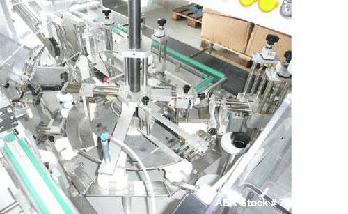 Used CMA Minicompact Vertical Vial Cartoner.  Maximum output 35 cartons/minute, vial diameter 1.8" - 2.6" (46 - 66 mm), vial height 3.2" - 5.6" (83 - 143 mm), carton sizes (LxWxH) 0.8" - 4.7" (20 - 1...
