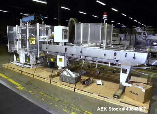 Used Jones Oystar Semi Automatic Vertical Cartoner, Model CMV. Capable of speeds up to 120 rpm. Has 5" centers for a carton size range: length 1" to 4-1/4", width 3/4" to 4-1/4", depth 2-1/8" to 8". ...