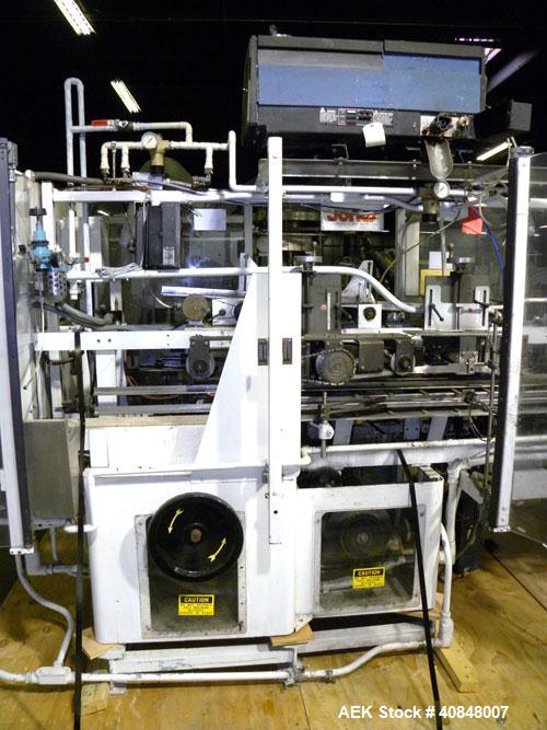 Used Jones Oystar Semi Automatic Vertical Cartoner, Model CMV. Capable of speeds up to 120 rpm. Has 5" centers for a carton size range: length 1" to 4-1/4", width 3/4" to 4-1/4", depth 2-1/8" to 8". ...