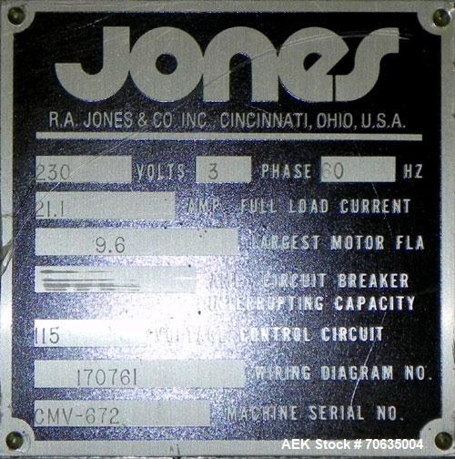 Used Jones Semi-Automatic Continuous Motion Vertical Hot Melt Glue Cartoner