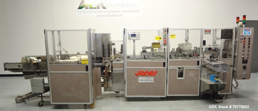 Used Jones CMV-5 Semi- Automatic Vertical Cartoner with bottle loader