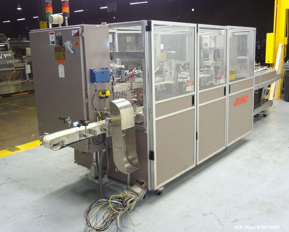 Used Jones CMV-5 Semi- Automatic Vertical Cartoner with bottle loader