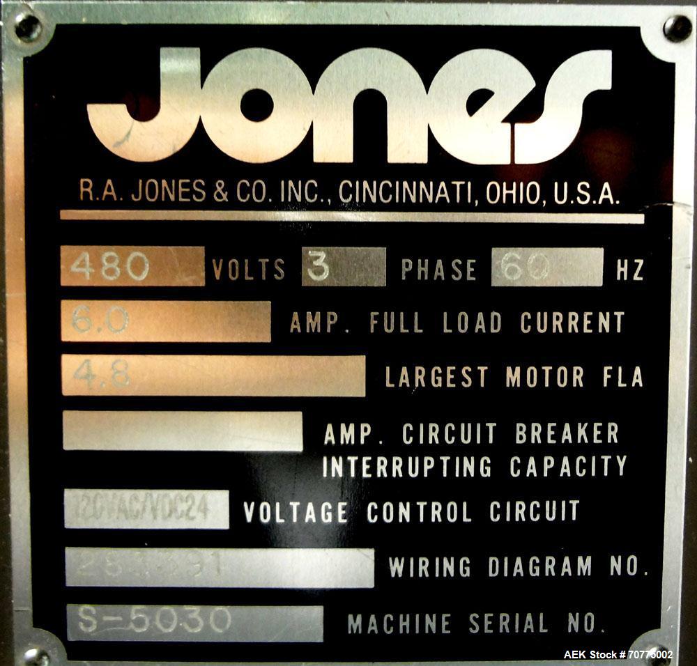 Used Jones CMV-5 Semi- Automatic Vertical Cartoner with bottle loader