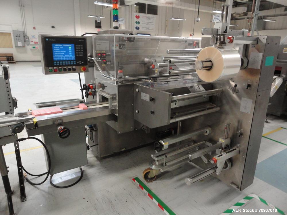 Used Jones CMV5 Semi Automatic Continuous Motion Vertical Tuck Cartoner. Capable of speeds up to 120 cpm. Has 5" centers for a carton size range: (Length) 1" - 4-1/4" (Width) 3/4" - 4-1/4" (Depth/Hei...