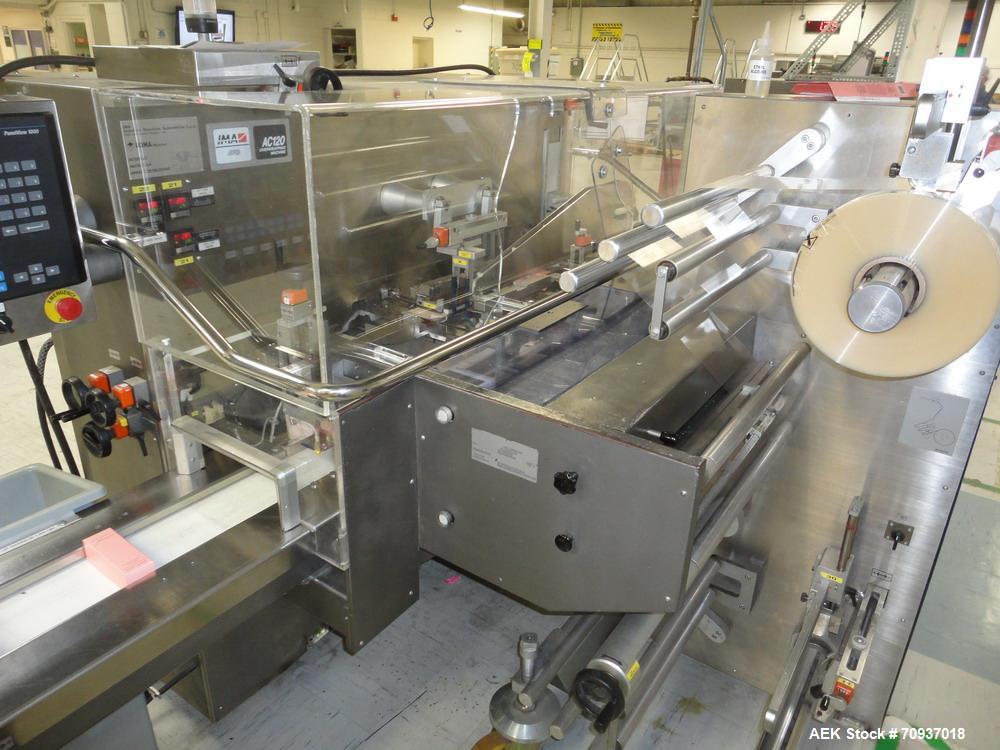Used Jones CMV5 Semi Automatic Continuous Motion Vertical Tuck Cartoner. Capable of speeds up to 120 cpm. Has 5" centers for a carton size range: (Length) 1" - 4-1/4" (Width) 3/4" - 4-1/4" (Depth/Hei...