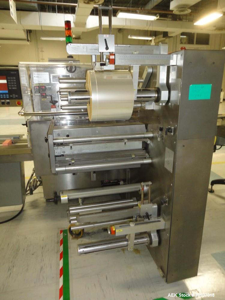 Used Jones CMV5 Semi Automatic Continuous Motion Vertical Tuck Cartoner. Capable of speeds up to 120 cpm. Has 5" centers for a carton size range: (Length) 1" - 4-1/4" (Width) 3/4" - 4-1/4" (Depth/Hei...