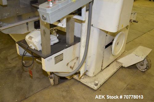 Used Jones Model CMV5 Semi-Automatic Tuck Vertical Cartoner. Machine is capable of speeds up to 120 cartons per minute. Has manual load station of 8' (both sides). Has 5" centers for a carton size ra...
