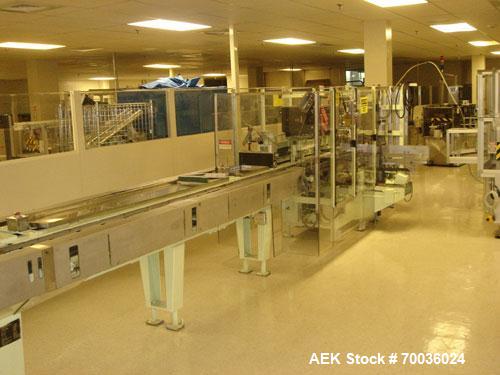 Used Jones CMV8 continuous motion vertical cartoner capable of speeds up to 120 cpm. Has 8" centers for a carton size range: length 2" to 7-1/4", width 1" to 4", depth 3" to 9". Has 30" long carton m...