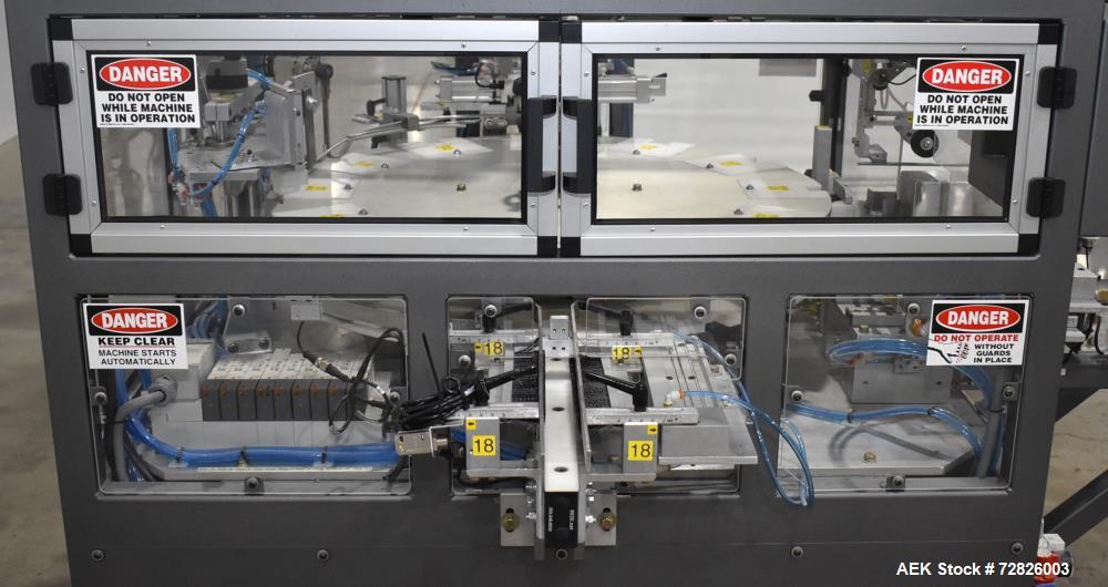 Unused- Endflex (Paxiom) Small Footprint Vertical Cartoner, Model BOXXER KARTNR. Capable of speeds up to 60 CPM (depending on application). Size range: 1" (25mm) to 4.5" (114mm) length x 1" (25mm) to...