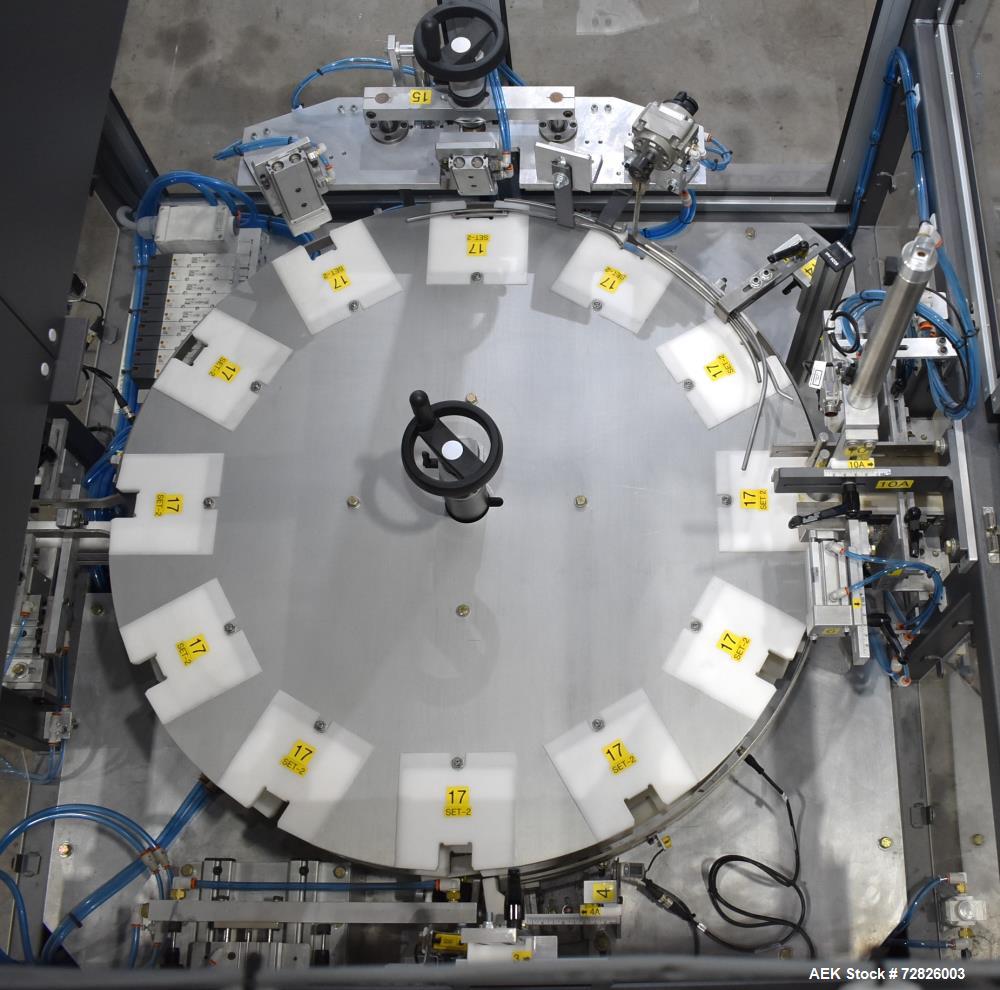Unused- Endflex (Paxiom) Small Footprint Vertical Cartoner, Model BOXXER KARTNR. Capable of speeds up to 60 CPM (depending on application). Size range: 1" (25mm) to 4.5" (114mm) length x 1" (25mm) to...