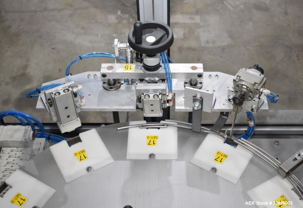 Unused- Endflex (Paxiom) Small Footprint Vertical Cartoner, Model BOXXER KARTNR. Capable of speeds up to 60 CPM (depending on application). Size range: 1" (25mm) to 4.5" (114mm) length x 1" (25mm) to...