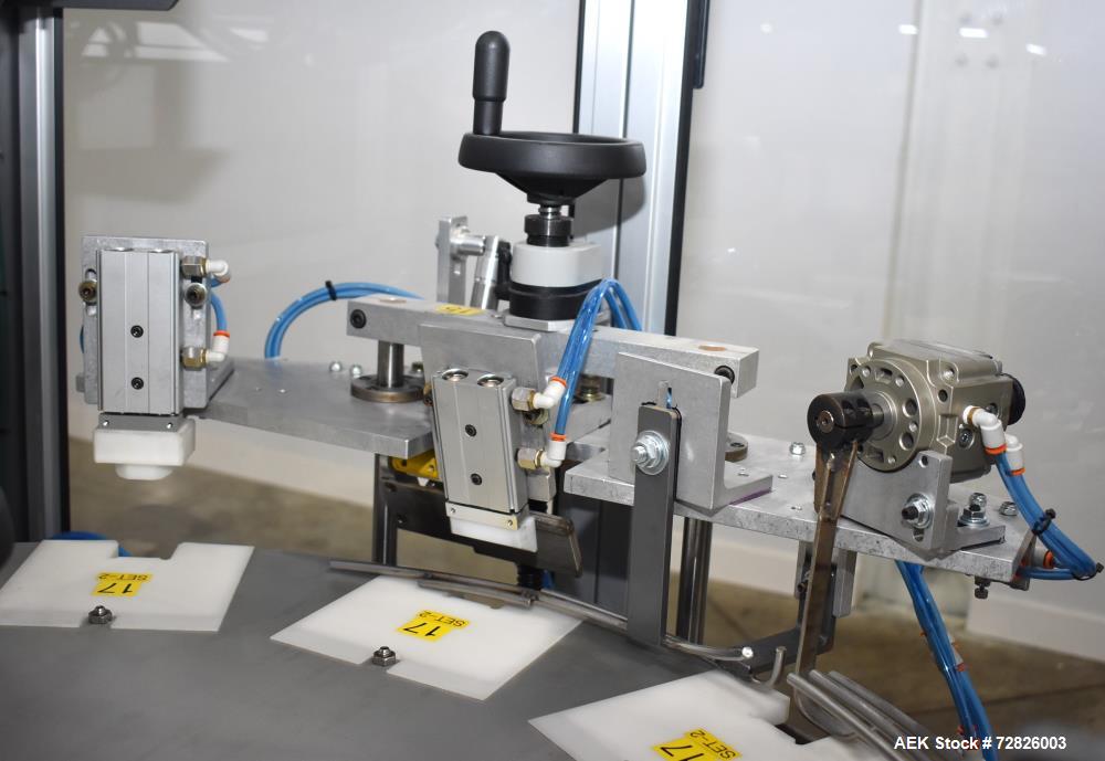 Unused- Endflex (Paxiom) Small Footprint Vertical Cartoner, Model BOXXER KARTNR. Capable of speeds up to 60 CPM (depending on application). Size range: 1" (25mm) to 4.5" (114mm) length x 1" (25mm) to...