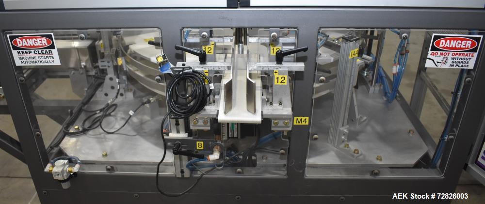 Unused- Endflex (Paxiom) Small Footprint Vertical Cartoner, Model BOXXER KARTNR. Capable of speeds up to 60 CPM (depending on application). Size range: 1" (25mm) to 4.5" (114mm) length x 1" (25mm) to...