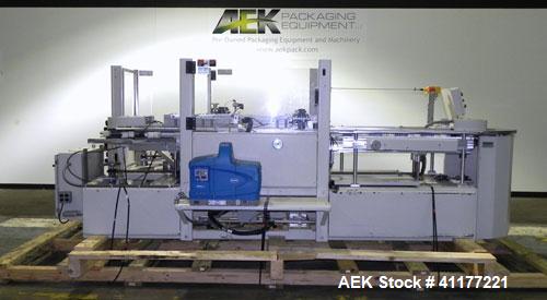 Used Kodiak Tanney Model 601-120 Vertical Cartoner. Capable of speeds up to 120 cartons per minute. Has rotary carton feed, has 9" centers for a carton size range: length 2" to 7", width 1/2" to 3", ...