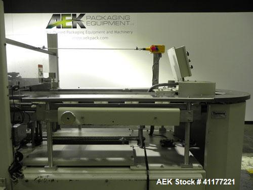 Used Kodiak Tanney Model 601-120 Vertical Cartoner. Capable of speeds up to 120 cartons per minute. Has rotary carton feed, has 9" centers for a carton size range: length 2" to 7", width 1/2" to 3", ...