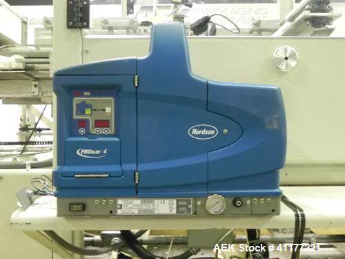 Used Kodiak Tanney Model 601-120 Vertical Cartoner. Capable of speeds up to 120 cartons per minute. Has rotary carton feed, has 9" centers for a carton size range: length 2" to 7", width 1/2" to 3", ...