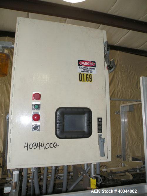 Used Paxall Clybourn Semi Automatic Vertical Hot Melt Cartoner, Model CHL-A. Capable of speeds up to 120 cpm. Has 6' long powered carton magazine with rotary carton feeder. Currently set up on 5" cen...