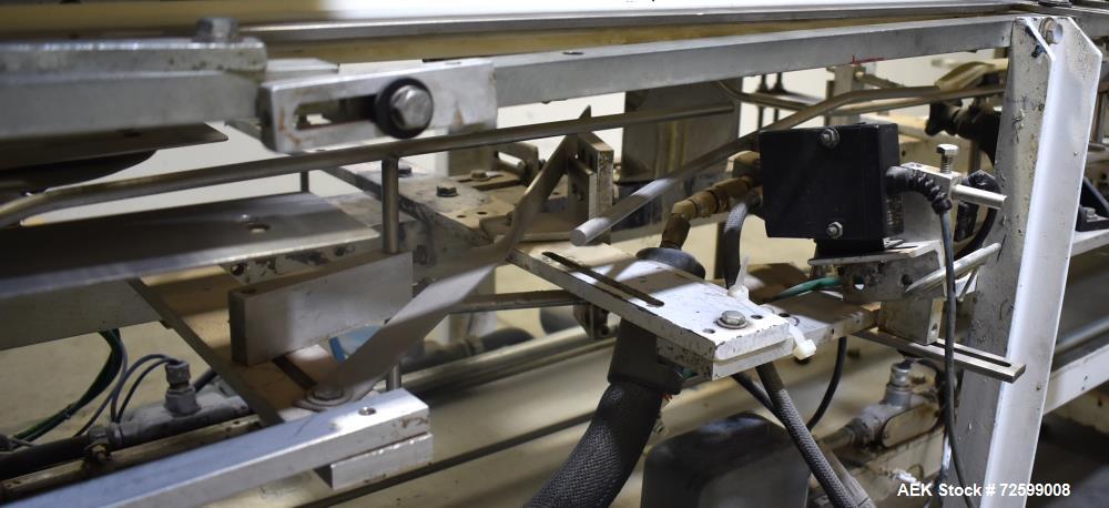 Used Clybourn CHL Vertical Hand Load Hot Melt Glue Cartoner. Capable of speeds from 10 to 100 cartoners per minute. Set on 10" centers for a carton size range: 1" to 8-1/4" length x 3/4" to 3-1/4" wi...