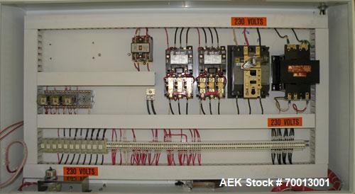 Used Tisma Vertical Cartoner, Model TC-50E. Capable of speeds to 200 cartons per minute. Currently set up with 2" x 5" x 1.5" carton pockets on 3-3/4" centers. Carton size range: Length 1” to 8.5”, w...
