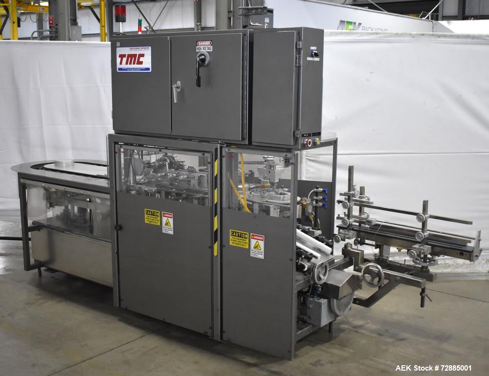Used-Tisma Vertical Cartoner, Model TC-50E. Capable of speeds to 100 cartons per minute. Currently set up on 3-3/4" centers ...
