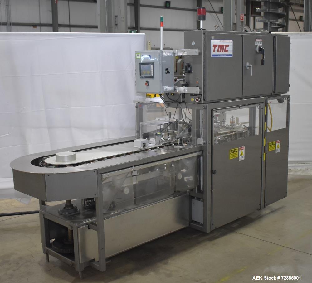 Used-Tisma Vertical Cartoner, Model TC-50E. Capable of speeds to 100 cartons per minute. Currently set up on 3-3/4" centers ...