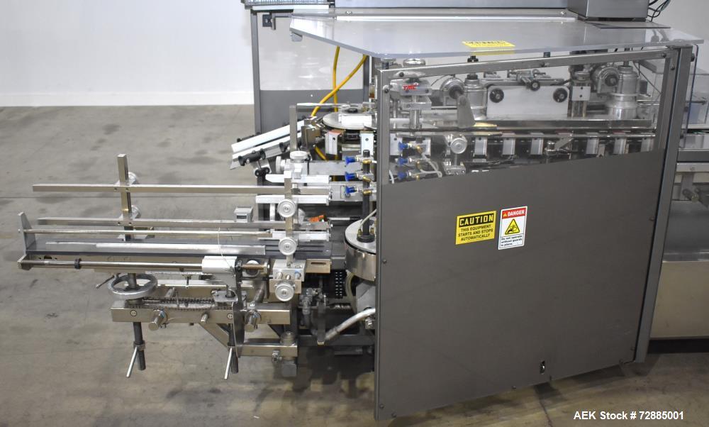Used-Tisma Vertical Cartoner, Model TC-50E. Capable of speeds to 100 cartons per minute. Currently set up on 3-3/4" centers ...