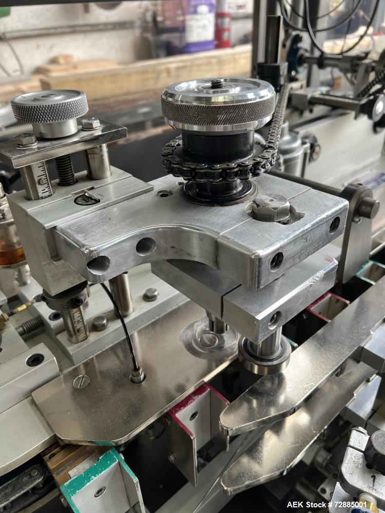Used-Tisma Vertical Cartoner, Model TC-50E. Capable of speeds to 100 cartons per minute. Currently set up on 3-3/4" centers ...