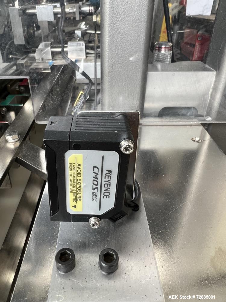 Used-Tisma Vertical Cartoner, Model TC-50E. Capable of speeds to 100 cartons per minute. Currently set up on 3-3/4" centers ...
