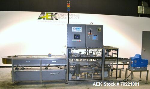 Used Tisma (SWF) VT-100-RH Vertical Cartoner capable of speeds up to 200 cartons per minute. Unit has 7.5" centers for a carton size range: Length 1" to 6.25", Width . 5" to 3" Depth 1.5" to 9". Has ...