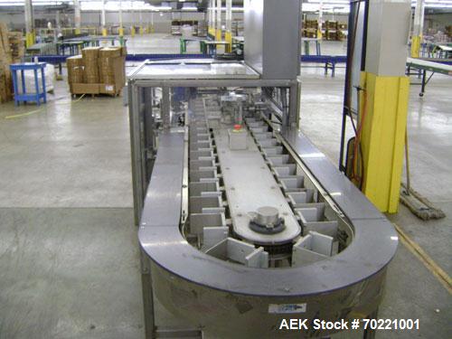 Used Tisma (SWF) VT-100-RH Vertical Cartoner capable of speeds up to 200 cartons per minute. Unit has 7.5" centers for a carton size range: Length 1" to 6.25", Width . 5" to 3" Depth 1.5" to 9". Has ...