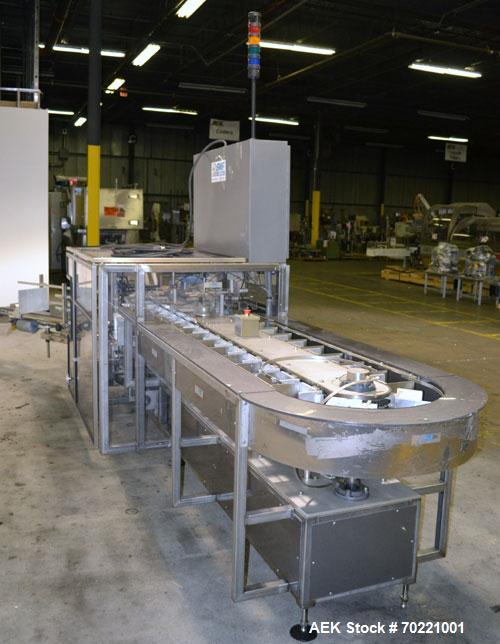 Used Tisma (SWF) VT-100-RH Vertical Cartoner capable of speeds up to 200 cartons per minute. Unit has 7.5" centers for a carton size range: Length 1" to 6.25", Width . 5" to 3" Depth 1.5" to 9". Has ...