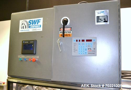Used Tisma (SWF) VT-100-RH Vertical Cartoner capable of speeds up to 200 cartons per minute. Unit has 7.5" centers for a carton size range: Length 1" to 6.25", Width . 5" to 3" Depth 1.5" to 9". Has ...