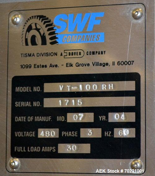 Used Tisma (SWF) VT-100-RH Vertical Cartoner capable of speeds up to 200 cartons per minute. Unit has 7.5" centers for a carton size range: Length 1" to 6.25", Width . 5" to 3" Depth 1.5" to 9". Has ...